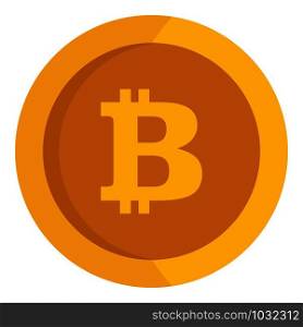 Gold metal bitcoin icon. Flat illustration of gold metal bitcoin vector icon for web design. Gold metal bitcoin icon, flat style