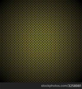 Gold metal hexagon grill background with light reflection
