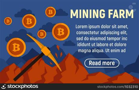 Gold mining farm concept banner. Flat illustration of gold mining farm vector concept banner for web design. Gold mining farm concept banner, flat style