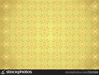 Gold modern and sweet blossom and rhomboid and circle pattern on pastel background. Vintage and modern bloom pattern style for classic and retro design