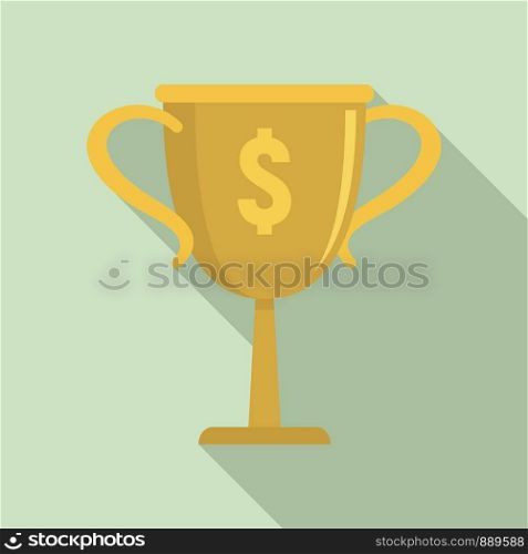 Gold money cup icon. Flat illustration of gold money cup vector icon for web design. Gold money cup icon, flat style