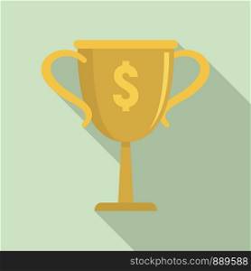 Gold money cup icon. Flat illustration of gold money cup vector icon for web design. Gold money cup icon, flat style