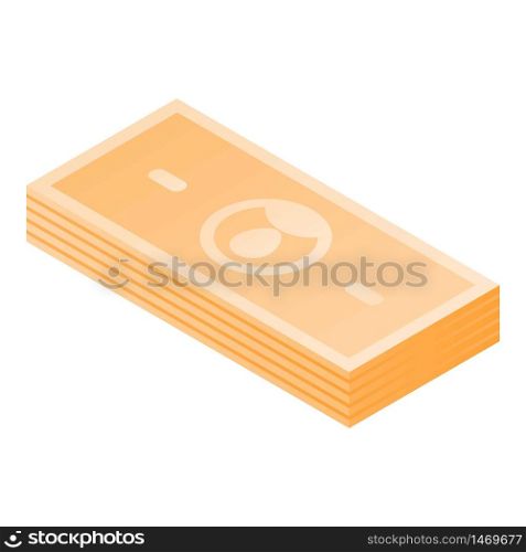 Gold money pack icon. Isometric of gold money pack vector icon for web design isolated on white background. Gold money pack icon, isometric style