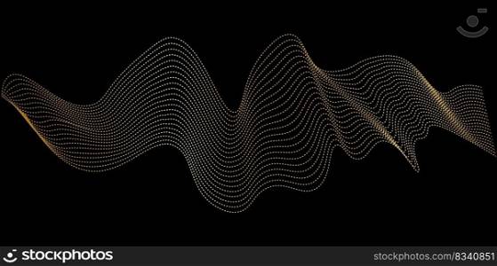 Gold monochrome effect digital Sound Wave equalizer, technology and earthquake wave concept, golden luxury design for music industry. Vector illustration