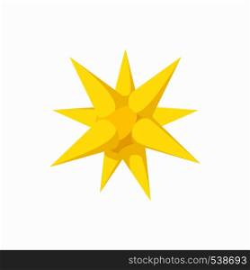 Gold moravian star icon in cartoon style on a white background. Gold moravian star icon, cartoon style