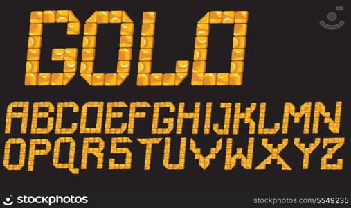 gold mosaic font