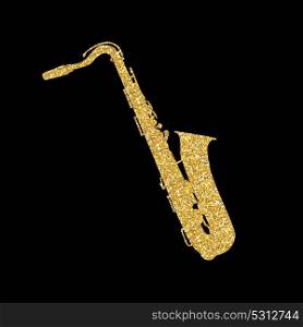 Gold Musical Instrument Saxophone that Plays Jazz Music Direction. Vector Illustration. EPS10. Gold Musical Instrument Saxophone that Plays Jazz Music Direction. Vector Illustration.