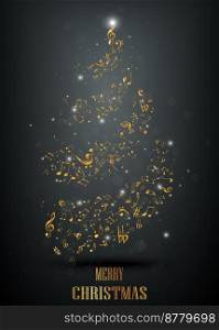Gold musical note on christmas tree