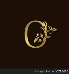 Gold Nature Leaf O Luxury Letter Logo Concept. Elegant floral style with alphabet vector design