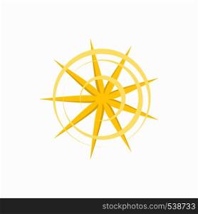 Gold nine pointed star icon in cartoon style on a white background. Gold nine pointed star icon in cartoon style