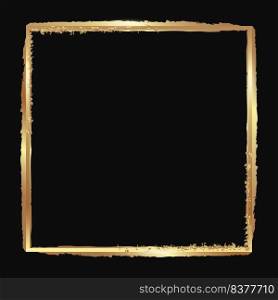 Gold or copper square frame with glowing effect and glitter on a dark background. For packaging design, photographs. Vector illustration.. Gold or copper square frame 