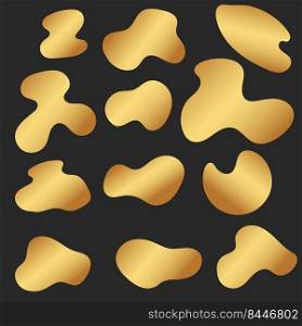 Gold Organic Gradient Blob shapes for design