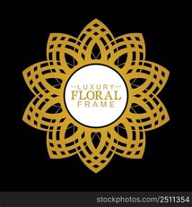 Gold ornamental round, Decorative art frame, Abstract vector floral ornament border, porcelain pattern design.