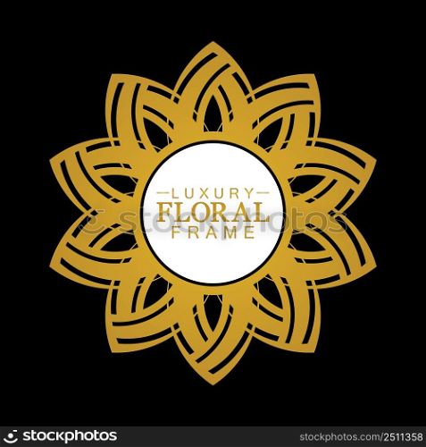 Gold ornamental round, Decorative art frame, Abstract vector floral ornament border, porcelain pattern design.