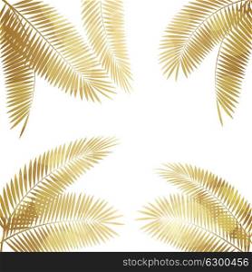 Gold Palm Leaf on White Vector Illustration EPS10. Palm Leaf Vector Illustration
