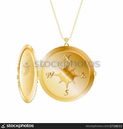 gold pendant with wind rose