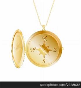 gold pendant with wind rose