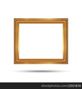 Gold photo frame with corner line floral picture frame isolated on white background.