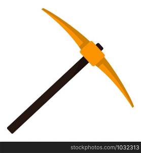 Gold pickaxe icon. Flat illustration of gold pickaxe vector icon for web design. Gold pickaxe icon, flat style