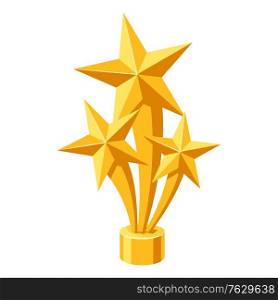 Gold prize icon with stars. Illustration of award for sports or corporate competitions.. Gold prize icon with stars.