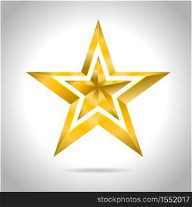 Gold red star vector illustration 3D art symbol icon. Gold red star vector illustration 3D art symbol christmas