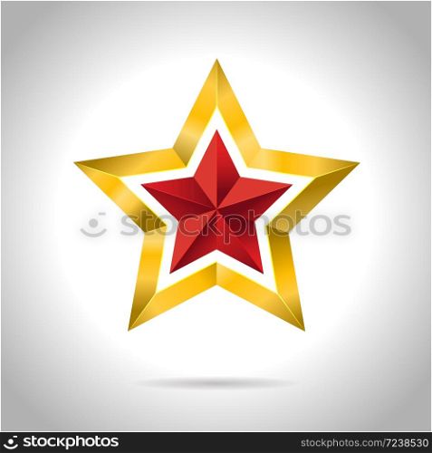 Gold red star vector illustration 3D art symbol icon. Gold red star vector illustration 3D art symbol
