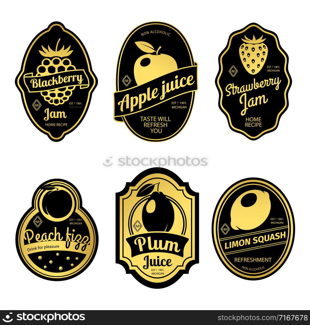 Black And White Fruit Posters Or Vintage Fruit Labels Isolated On White ...