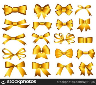 Gold Ribbon and Bow Set for Your Design. Vector illustration EPS10. Gold Ribbon and Bow Set for Your Design. Vector illustration