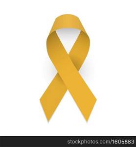 Gold ribbon childhood cancer awareness symbol. Isolate vector object on white background. Gold ribbon childhood cancer awareness symbol. Isolate vector object