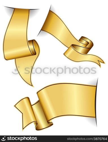 Gold ribbon collection isolated on white background