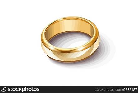 Gold ring flat cartoon isolated on white background. Vector illustration