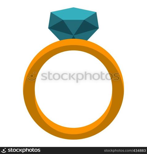 Gold ring with diamond icon flat isolated on white background vector illustration. Gold ring with diamond icon isolated