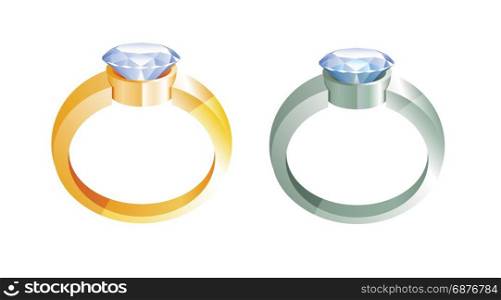 gold rings and silver rings with diamonds wedding