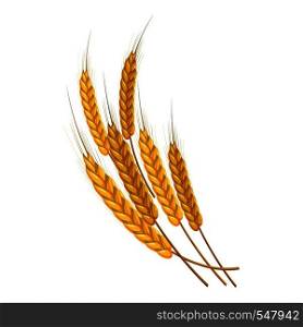 Gold ripe wheat ears icon. Cartoon illustration of wheat ears vector icon for web design. Gold ripe wheat ears icon, cartoon style