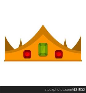 Gold royal crown icon flat isolated on white background vector illustration. Gold royal crown icon isolated