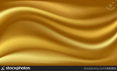 Gold satin waves. Smooth silk wavy abstract background. Vector illustration