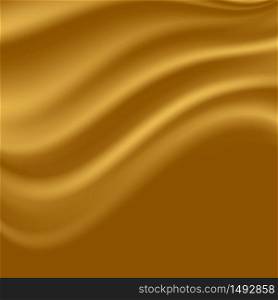 Gold satin waves. Smooth silk wavy abstract background. Vector illustration