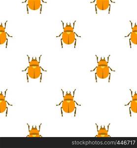 Gold scarab beetle pattern seamless background in flat style repeat vector illustration. Gold scarab beetle pattern seamless