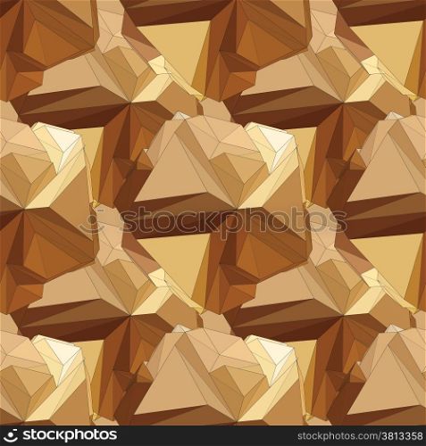 Gold seamless background. Abstract 3D polygonal pattern.