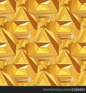 Gold seamless background. Abstract 3D polygonal pattern.