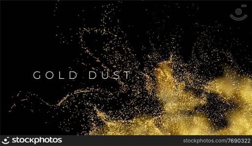 Gold sequins glitter dust isolated on black background. Vector illustration EPS10. Gold sequins glitter dust isolated on black background. Vector illustration