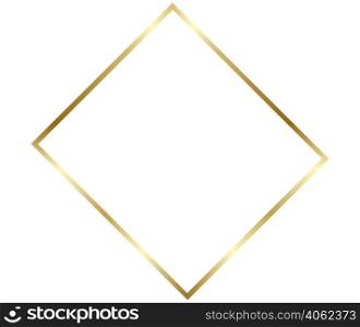 Gold shiny glowing frame with shadows isolated background. Golden luxury vintage realistic rectangle border. illustration - Vector