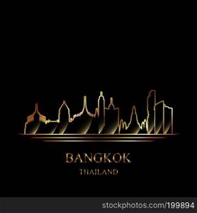 Gold silhouette of Bangkok on black background vector illustration