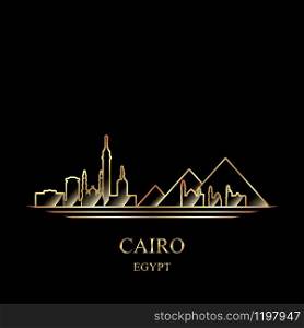 Gold silhouette of Cairo on black background vector illustration
