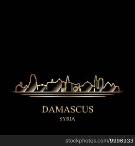 Gold silhouette of Damascus on black background vector illustration