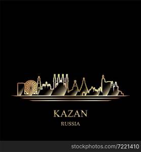 Gold silhouette of Kazan on black background vector illustration