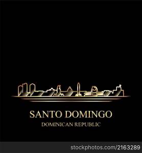 Gold silhouette of Santo Domingo on black background vector illustration