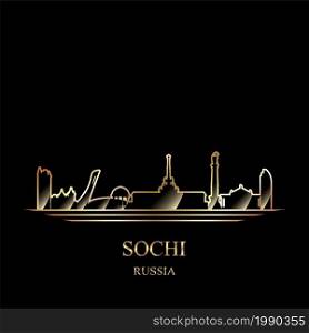 Gold silhouette of Sochi on black background vector illustration