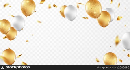 Gold Silver Balloon Celebration Background Festive Balloons Illustration in vector format