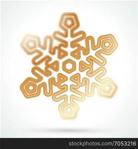 Gold snowflake icon. Gold snowflake icon. Abstract winter symbol. Decorative element for brochure, flyer, greeting card. Vector illustration.